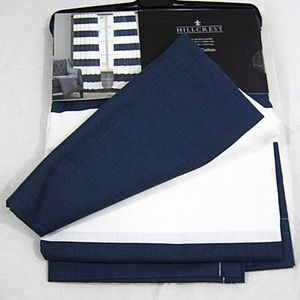 Two 52”x 96” Navy & White striped curtain panels